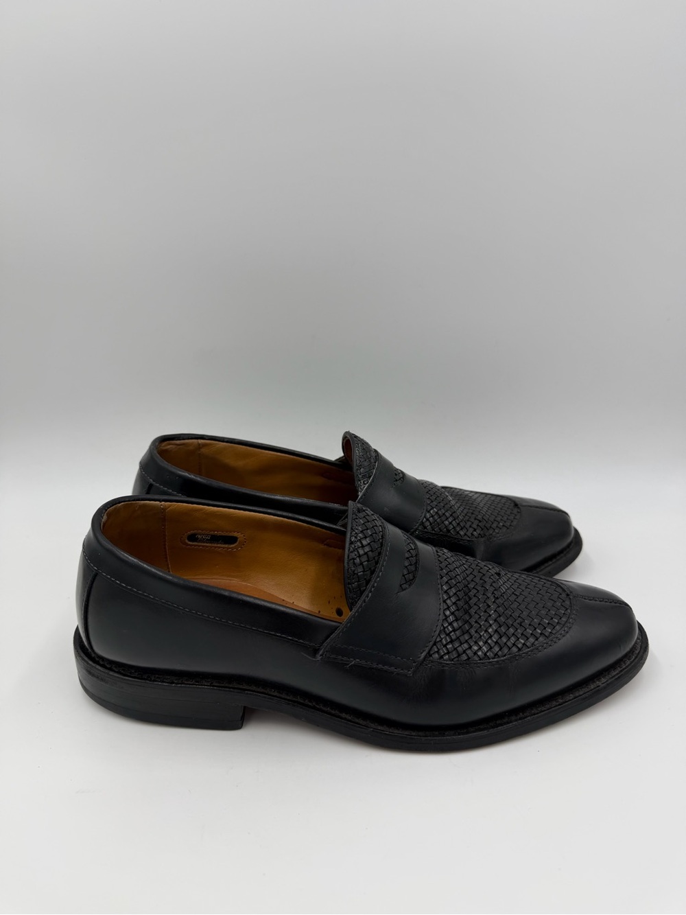 Allen Edmonds Leyland Black Leather Woven Penny Loafers Dress Shoes Men’s 7 D